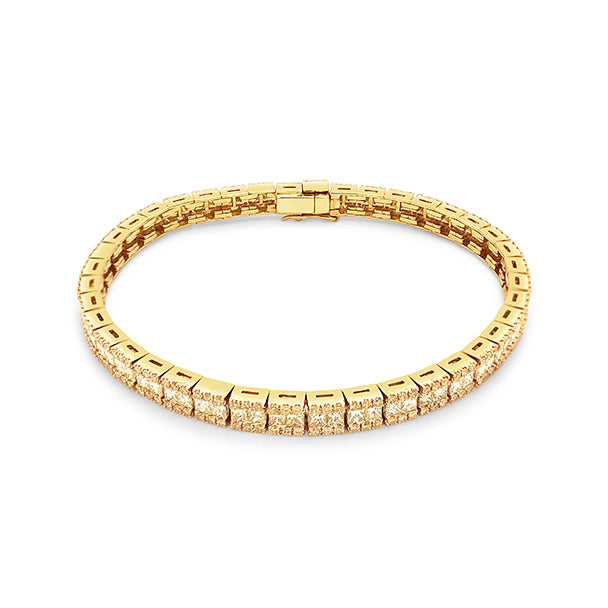 Elegant 14k Gold Tennis Bracelet with Yellow Sapphires and White Diamonds