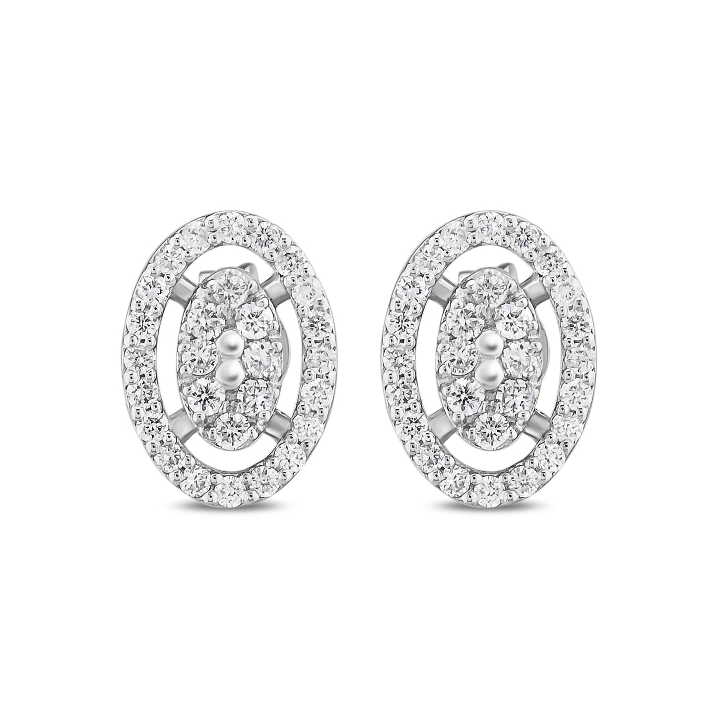 OVAL PAVE DIAMOND  STUD EARRINGS