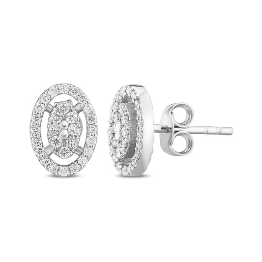 OVAL PAVE DIAMOND STUD EARRINGS