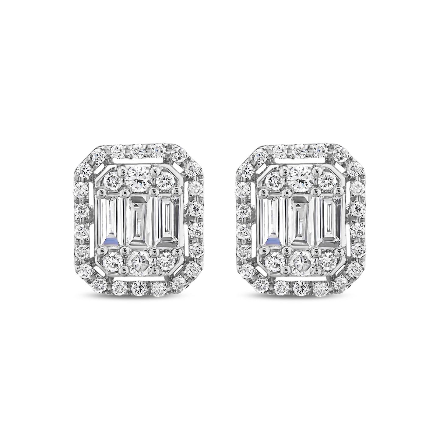 SQUARE BAGUETTE DIAMOND STUD EARRINGS