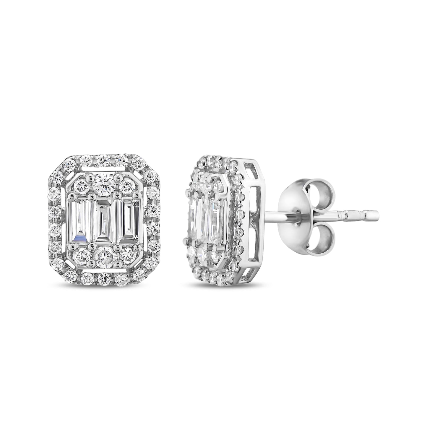 SQUARE BAGUETTE DIAMOND STUD EARRINGS