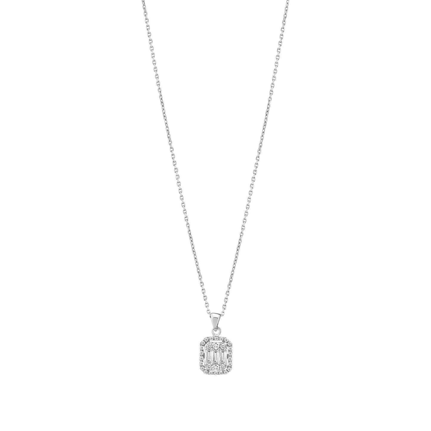 SQUARE BAGUETTE DIAMOND PENDANT NECKLACE