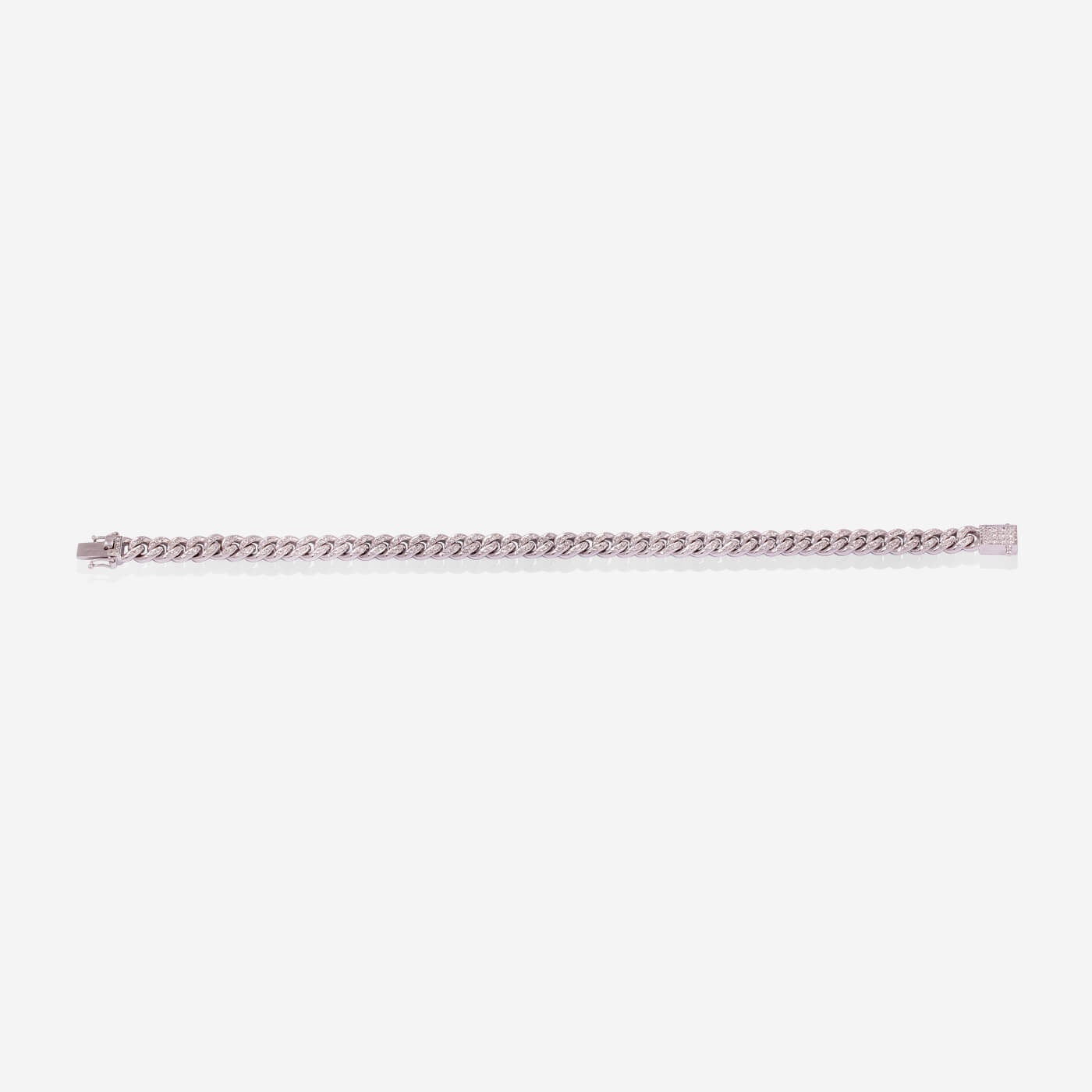 White Gold Chain With Pave Diamonds Bracelet - Ref: RB01654