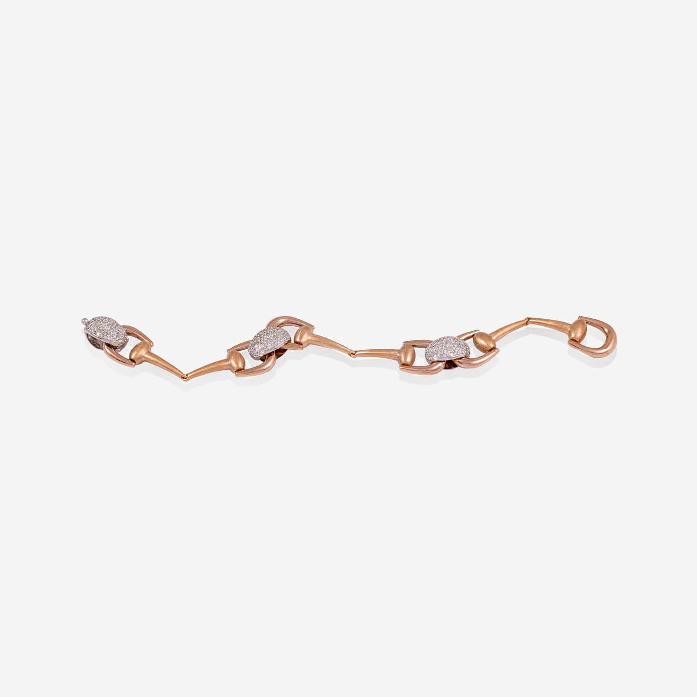Rose Gold With White Gold Pave Diamonds Rings Bracelet - Ref: RB01115