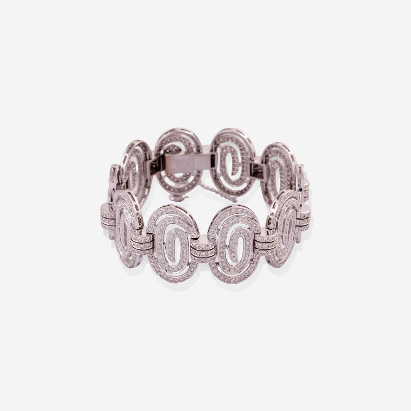 White Gold Elips With Diamonds Bracelet - Ref: BB00021