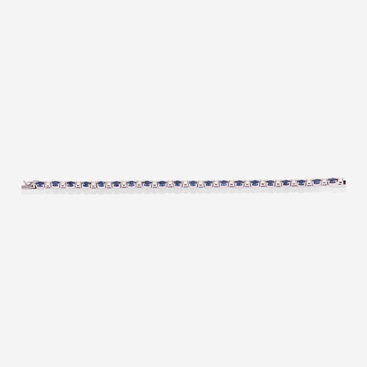 White Gold Sapphire With Diamonds Tennis Bracelet - Ref: KB00014