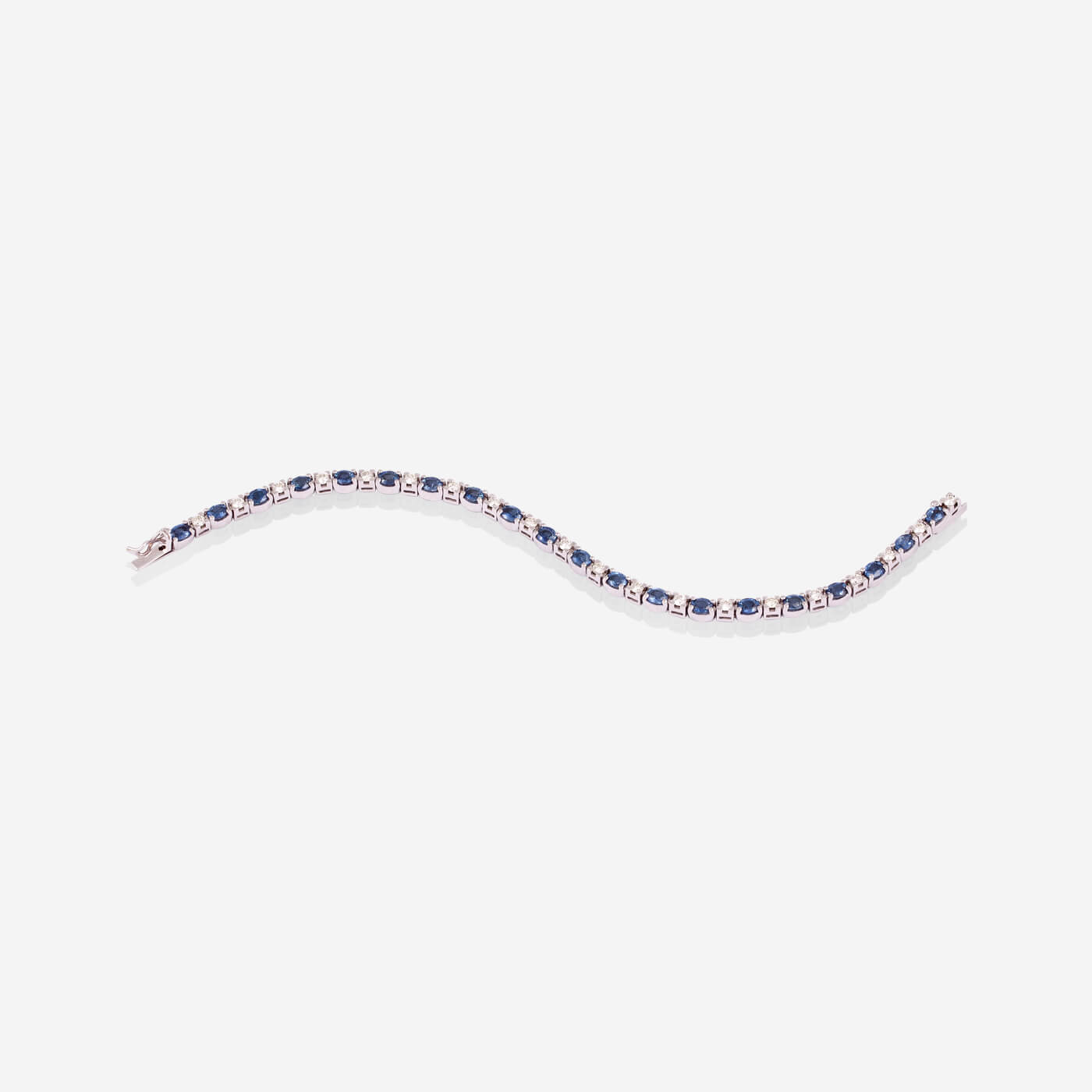 White Gold Sapphire With Diamonds Tennis Bracelet - Ref: KB00014