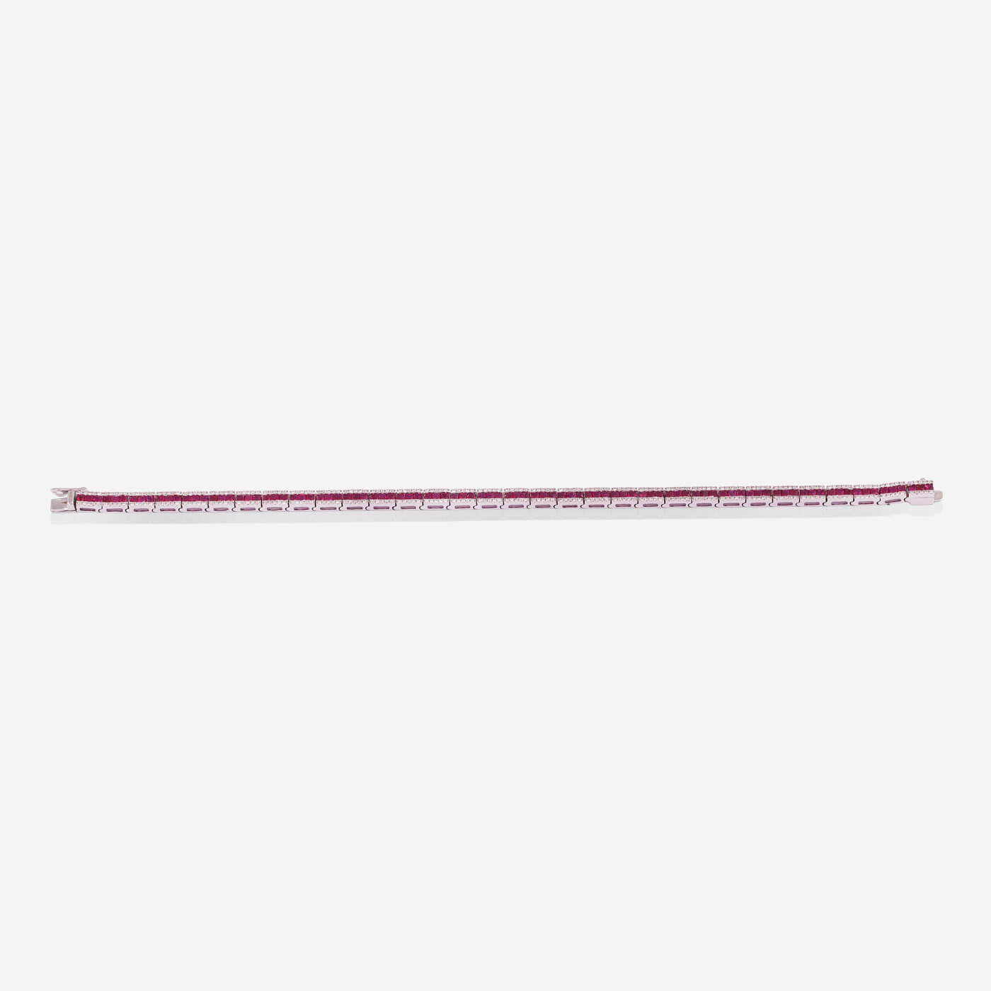White Gold With Ruby And Diamonds Tennis Bracelet - Ref: RB01890