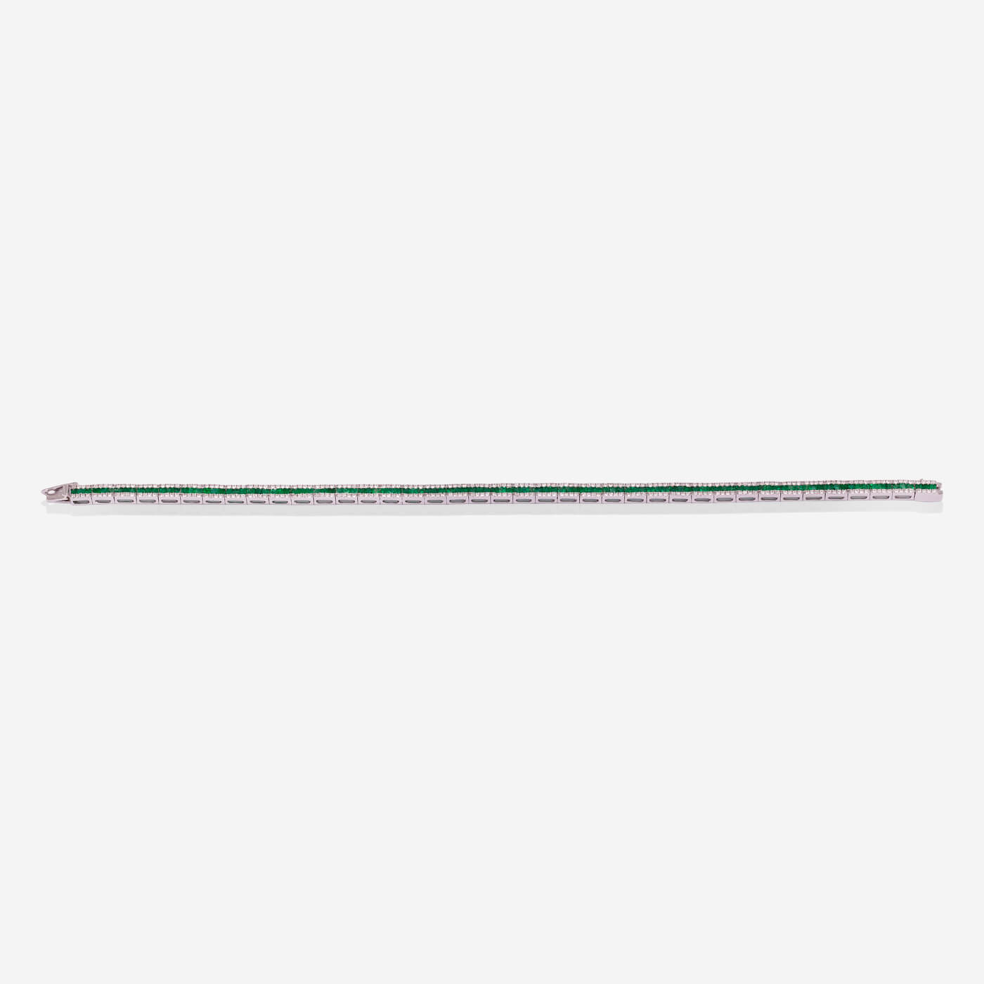White Gold Emerald And Diamonds Tennis Bracelet - Ref: RB01888