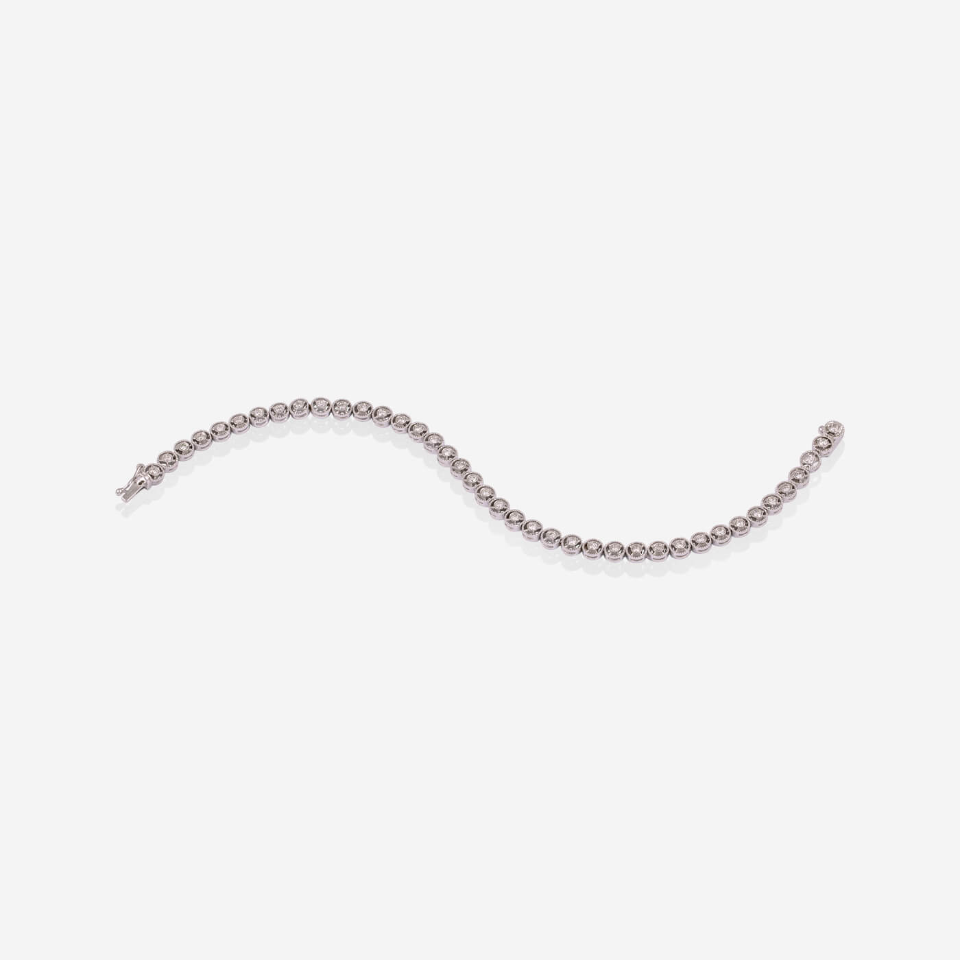White Gold With Diamonds Small Round Tennis Bracelet - Ref: RB01404