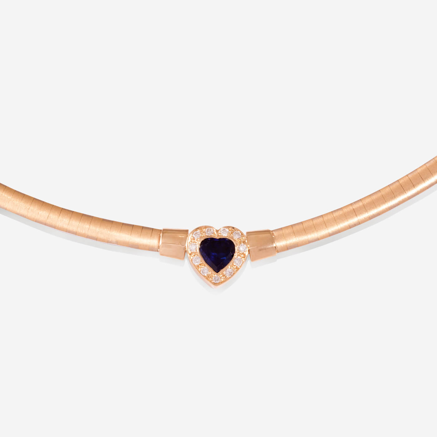 Multi Functional Yellow And White Gold 2 Sided Heart Choker With Sapphire & Diamonds- Ref: RG04793