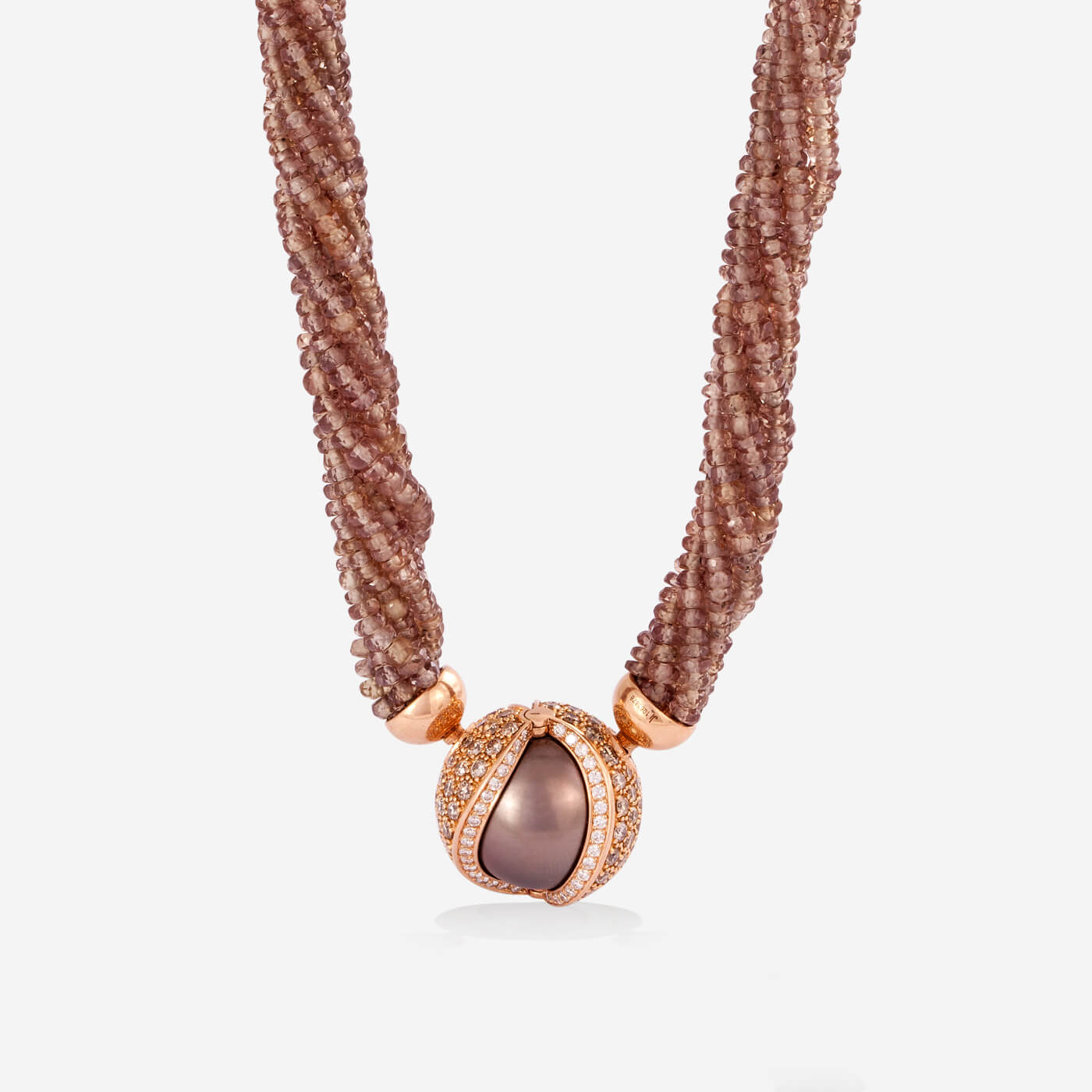 Multi Functional Yellow Gold Ball With Pearl and Floating Diamond Necklace - Ref: RG04092