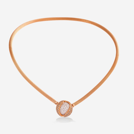 Multi Functional Yellow Gold Ball With Floating Diamond Necklace - Ref: RG03548