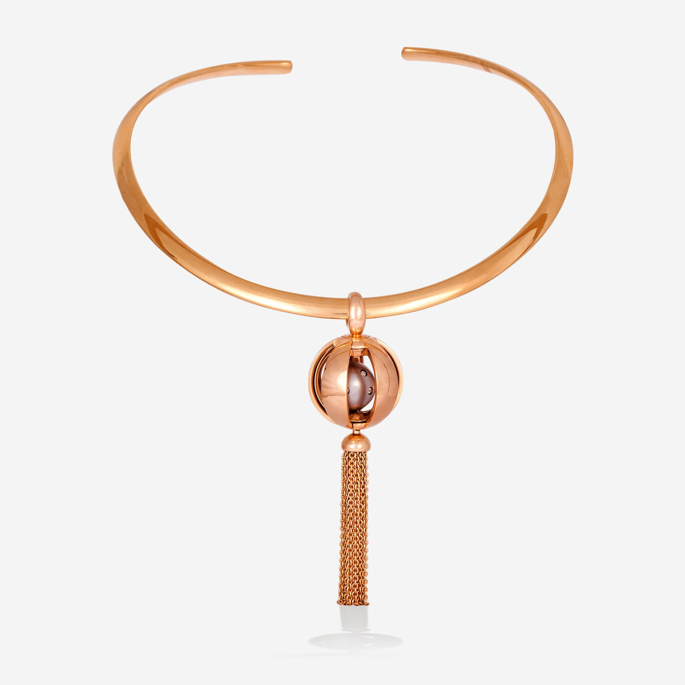 Multi Functional Yellow Gold Cage Pendant Pearl With Diamonds Necklace - Ref: RG04090
