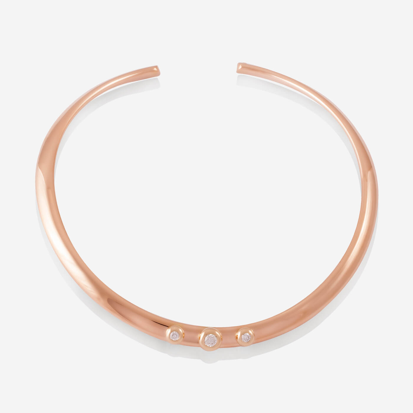 Rose Gold Choker With 3 Diamonds - Ref: RG04473
