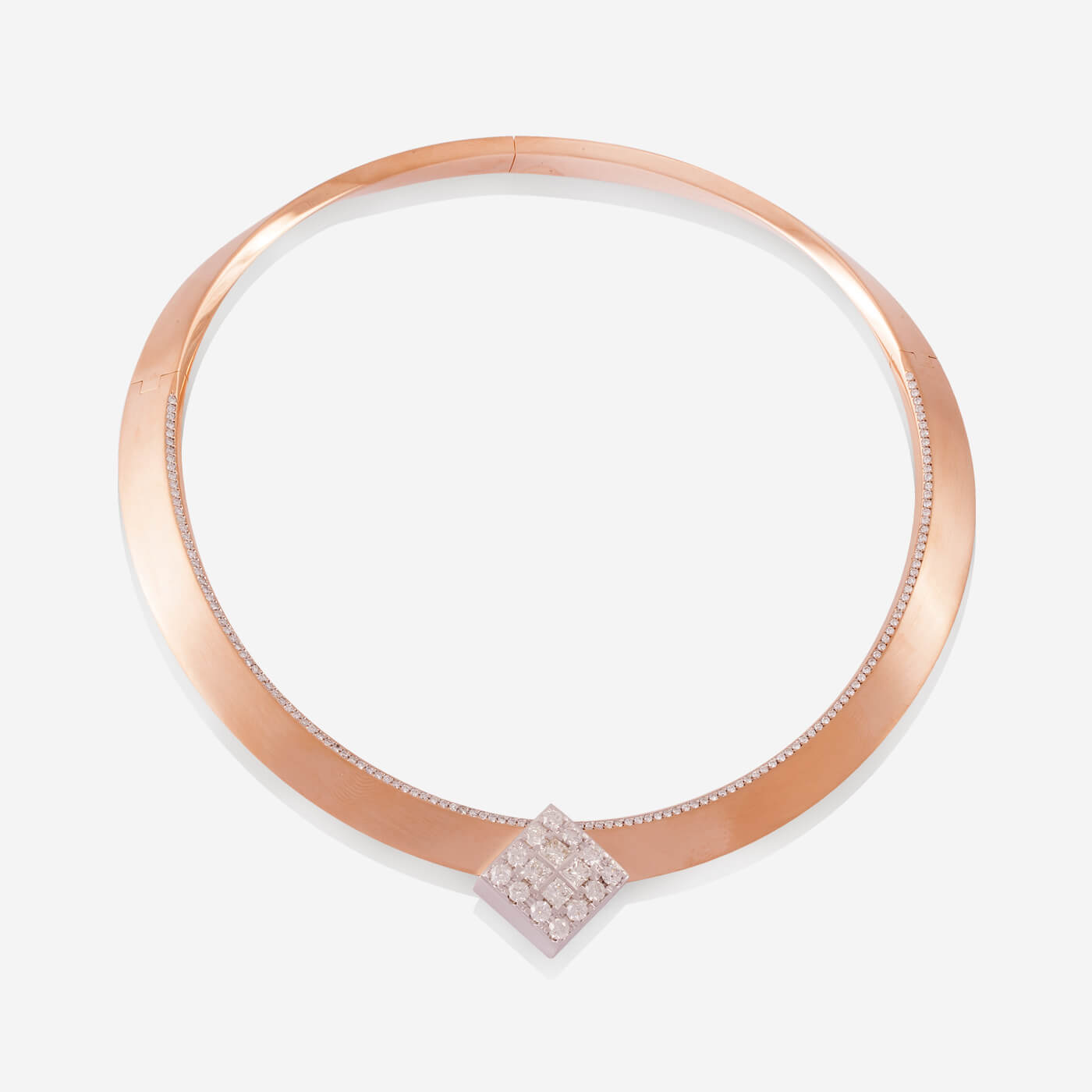 Rose Gold Choker With Square Removable Diamonds Pendant - Ref: RG03193