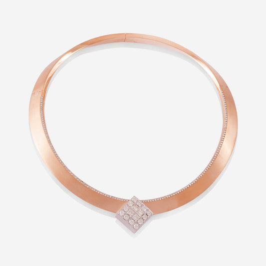 Rose Gold Choker With Square Removable Diamonds Pendant - Ref: RG03193