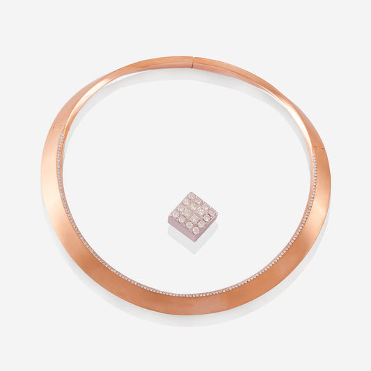 Rose Gold Choker With Square Removable Diamonds Pendant - Ref: RG03193