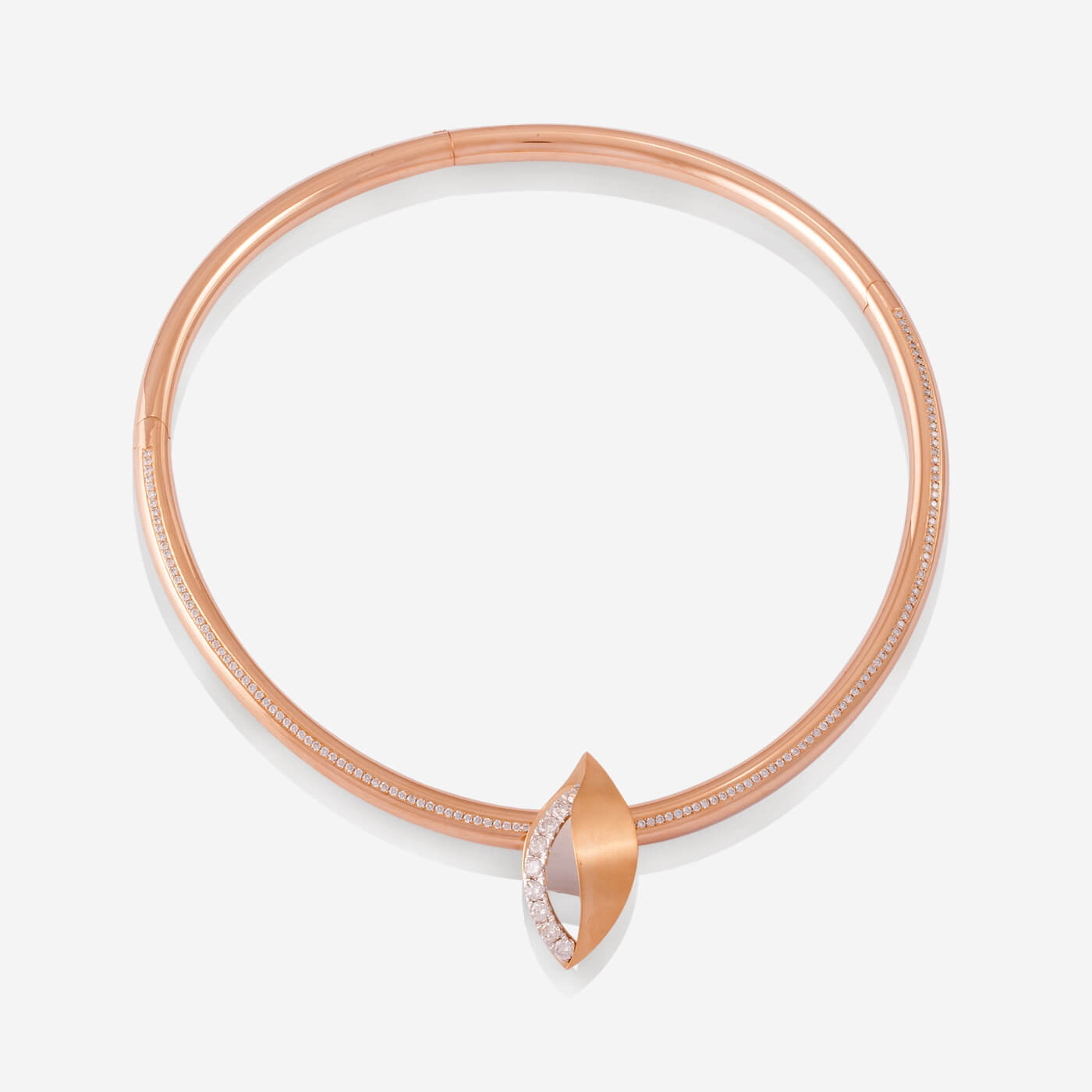 Yellow Gold Choker With Removable 1 Side Diamonds Pendant - Ref: RG03192