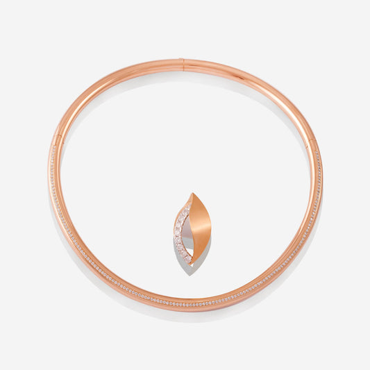 Yellow Gold Choker With Removable 1 Side Diamonds Pendant - Ref: RG03192