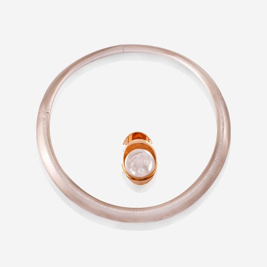 White Gold Choker With Rose Gold Removable 4 Diamonds Pendant - Ref: RG03195