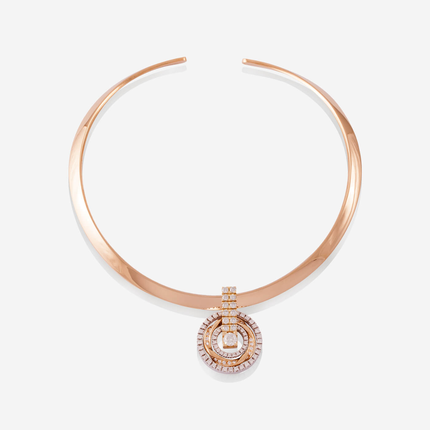 Rose Gold Choker With Removable Circles Diamonds Pendant - Ref: RG03214