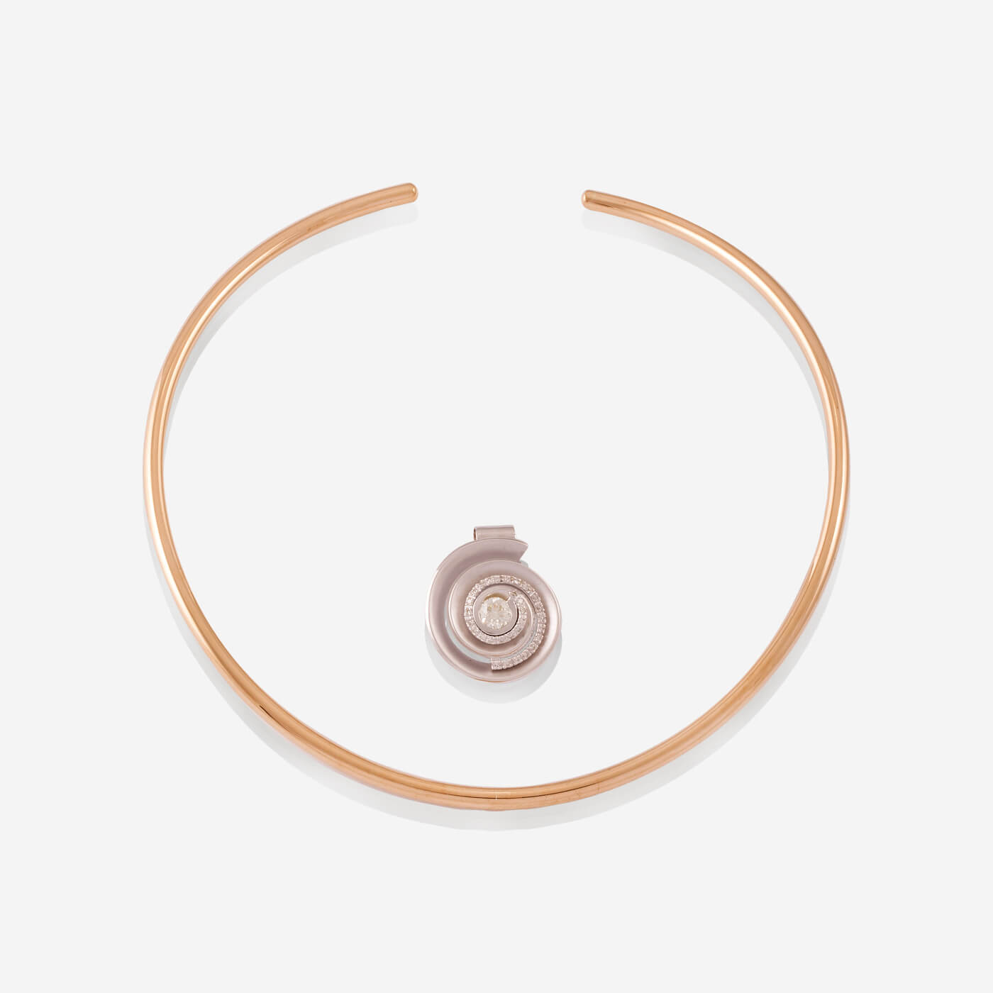 Yellow Gold Choker With White Gold Removable Diamonds Pendant - Ref: RG03336