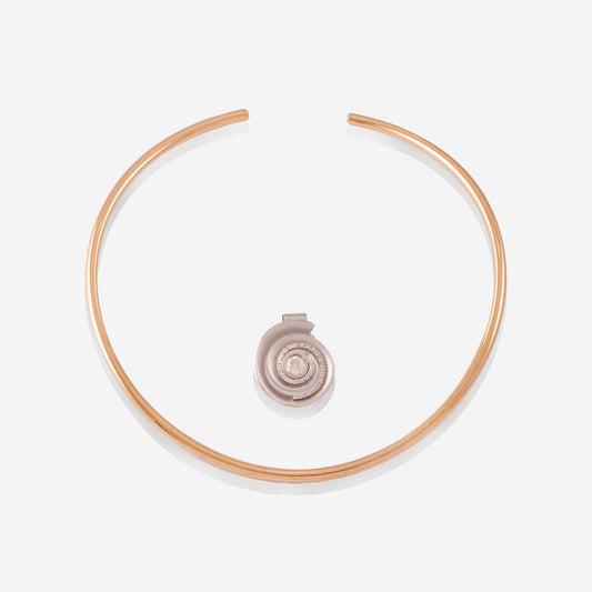 Yellow Gold Choker With White Gold Removable Diamonds Pendant - Ref: RG03336