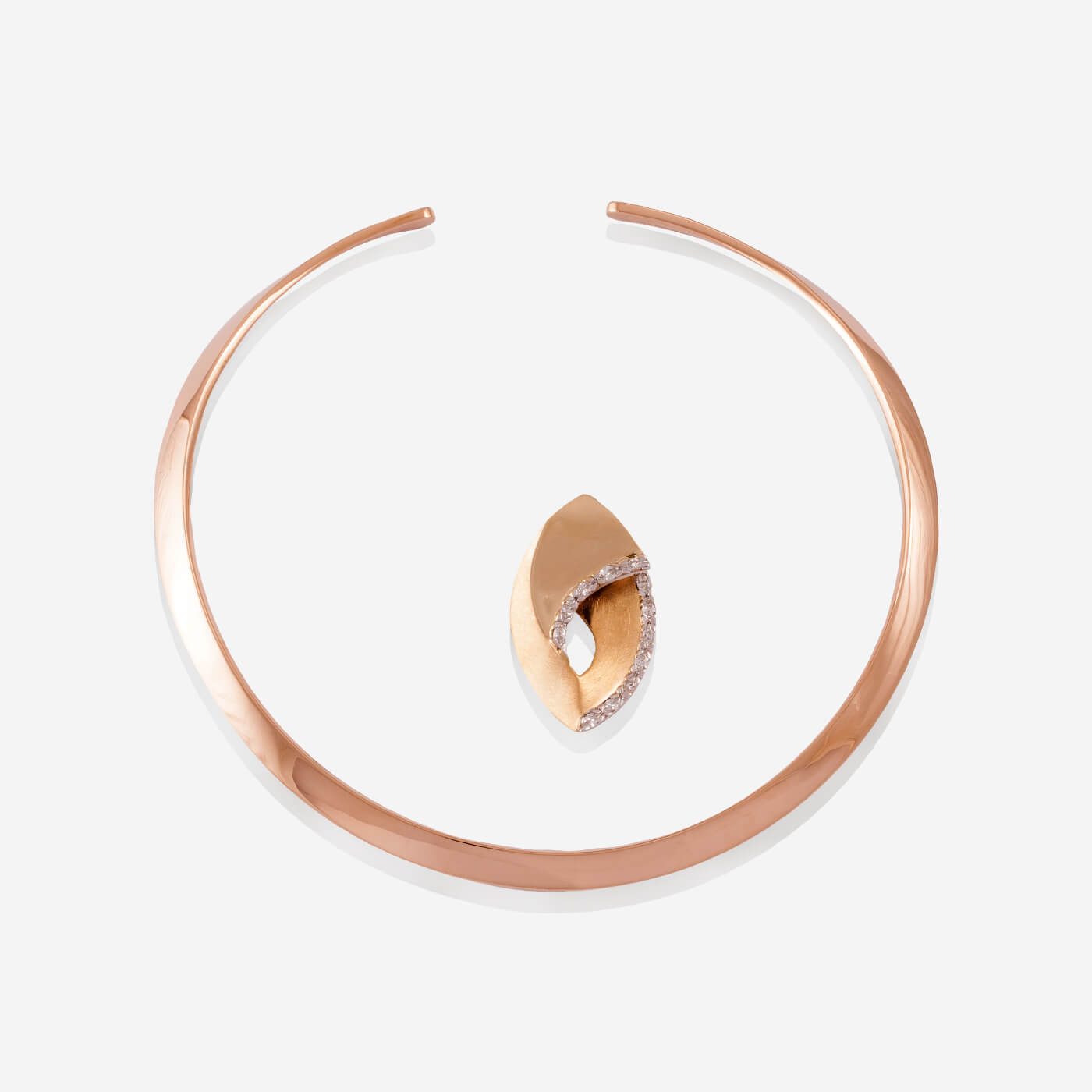 Rose Gold Choker With Removable Diamonds Pendant - Ref: RG03335