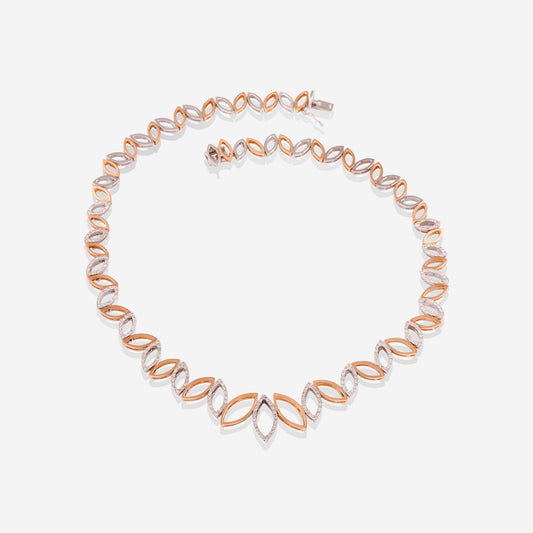 Rose and White Gold Marquises With Diamonds Necklace - Ref: RG02965