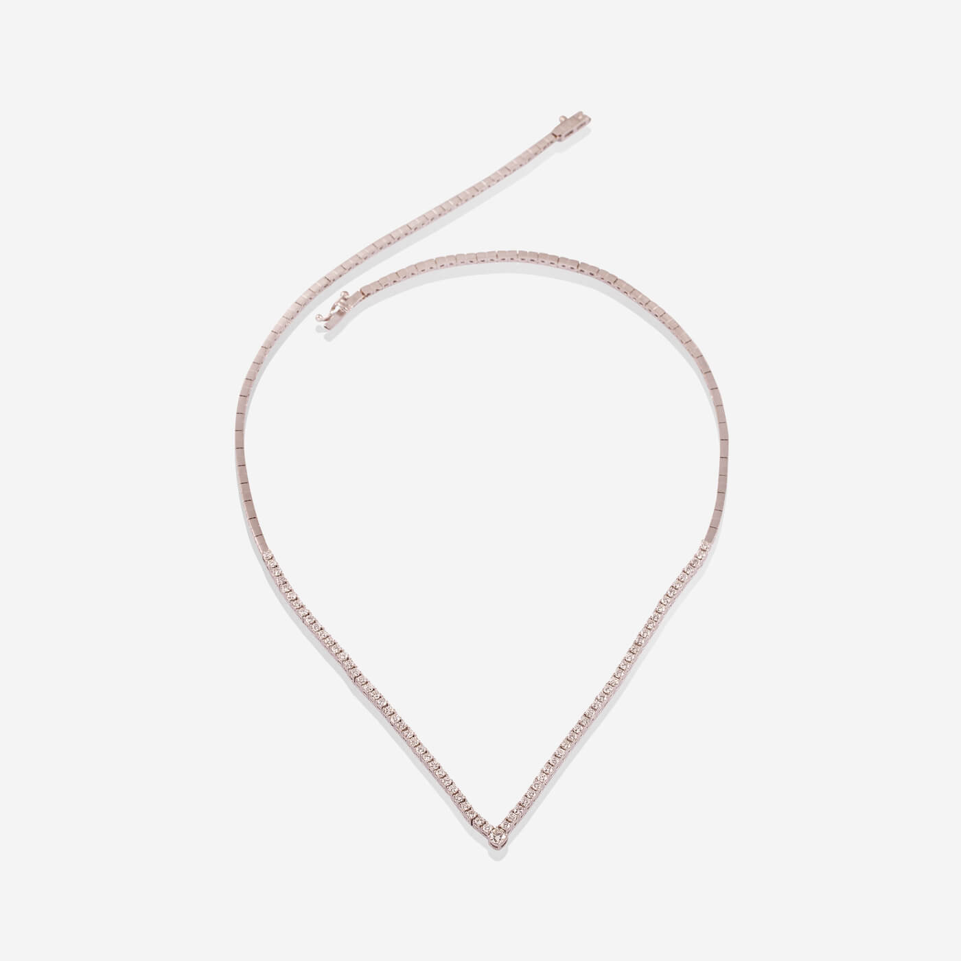 White Gold Round Diamond V Choker With Diamonds Necklace - Ref: KG00058