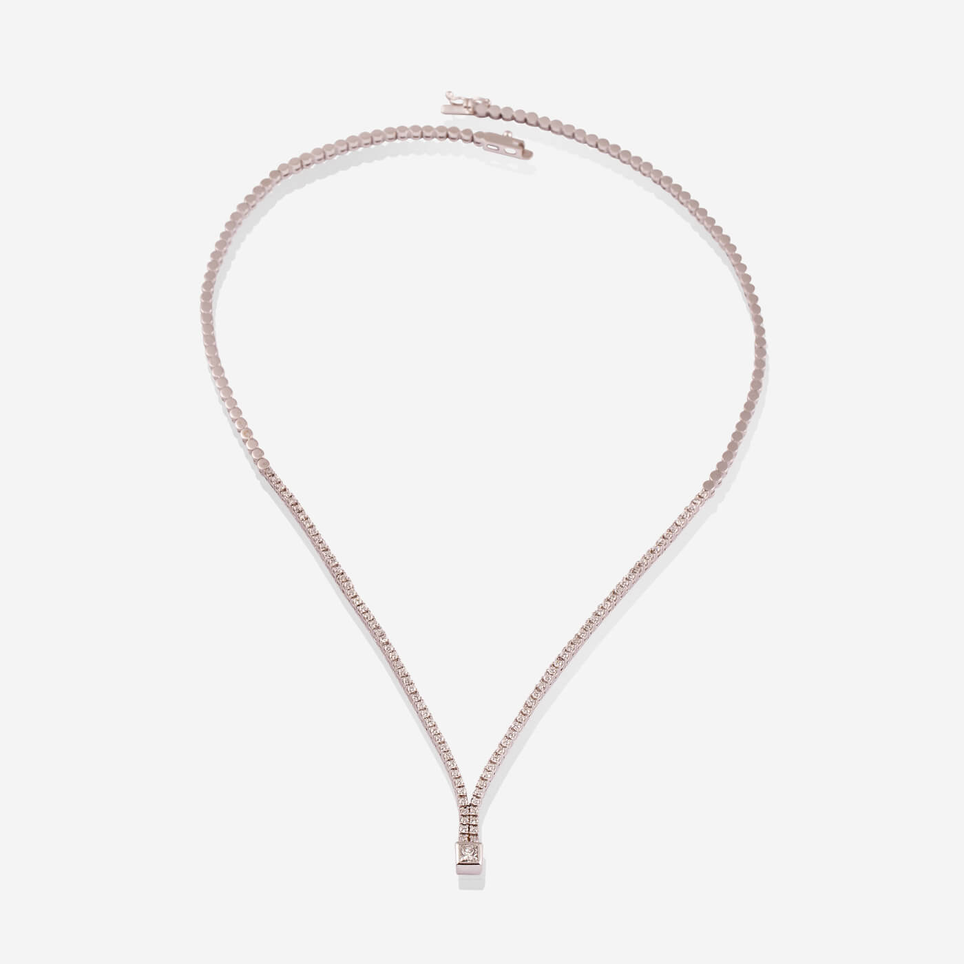 White Gold 1 Square Diamonds V Choker With Diamonds Necklace - Ref: RG03014