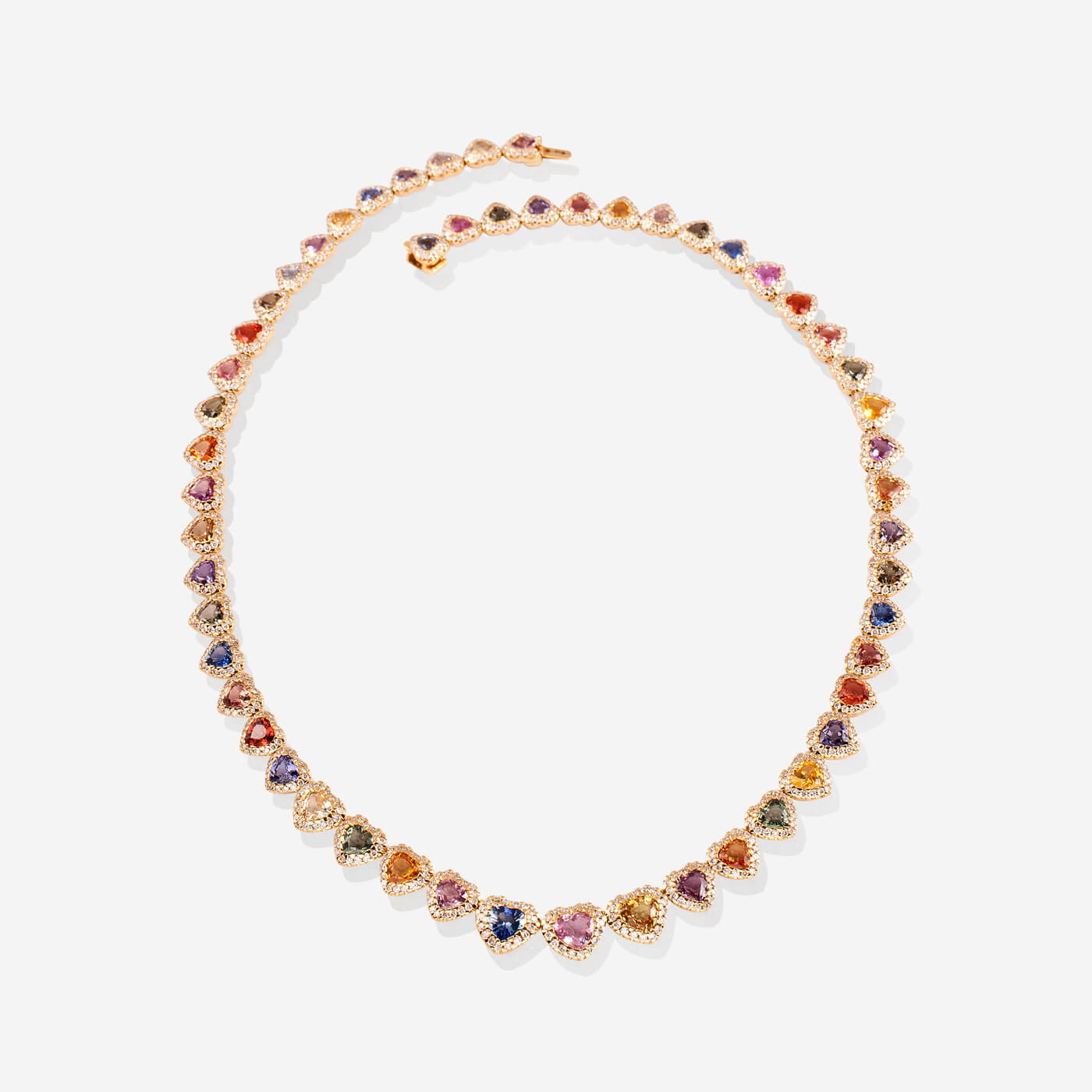 Yellow Gold Heart Necklace With Sapphires And Diamonds Necklace - Ref: RG01309