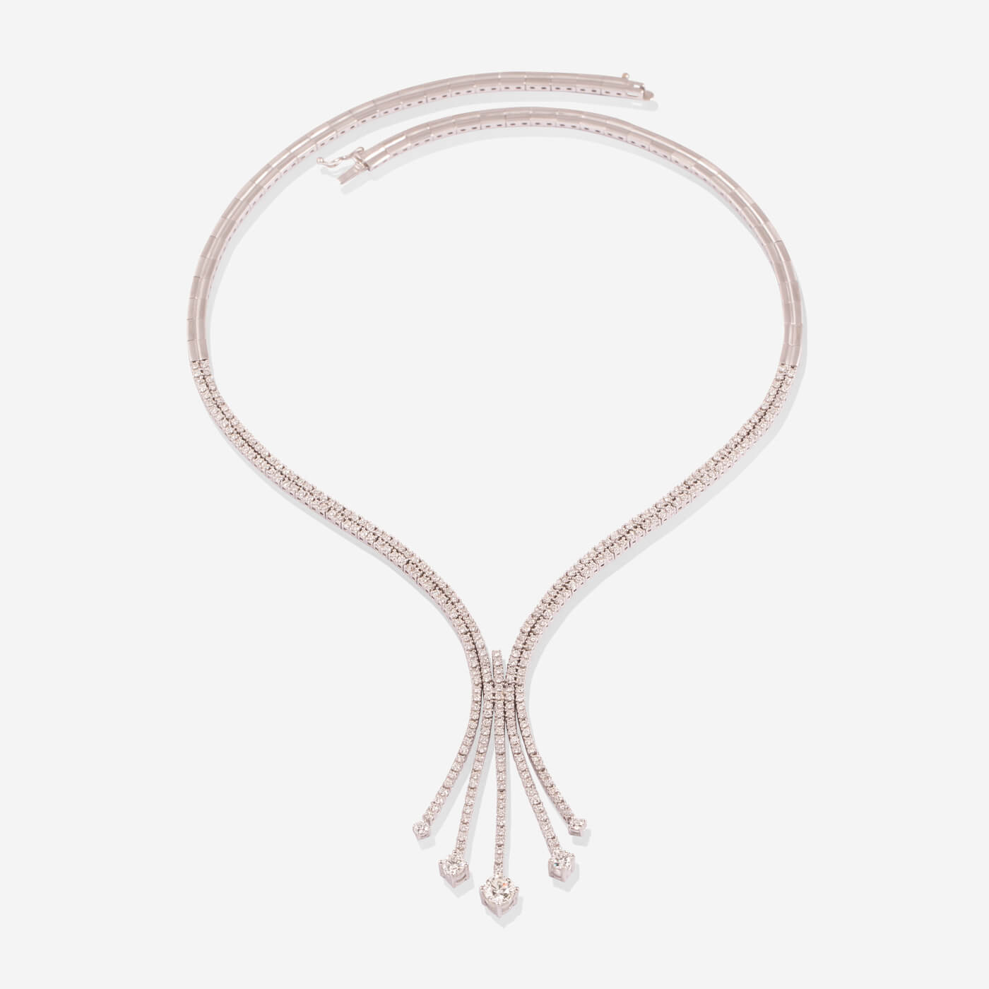 White Gold 5 Danglings With Diamonds Necklace - Ref: RG03715