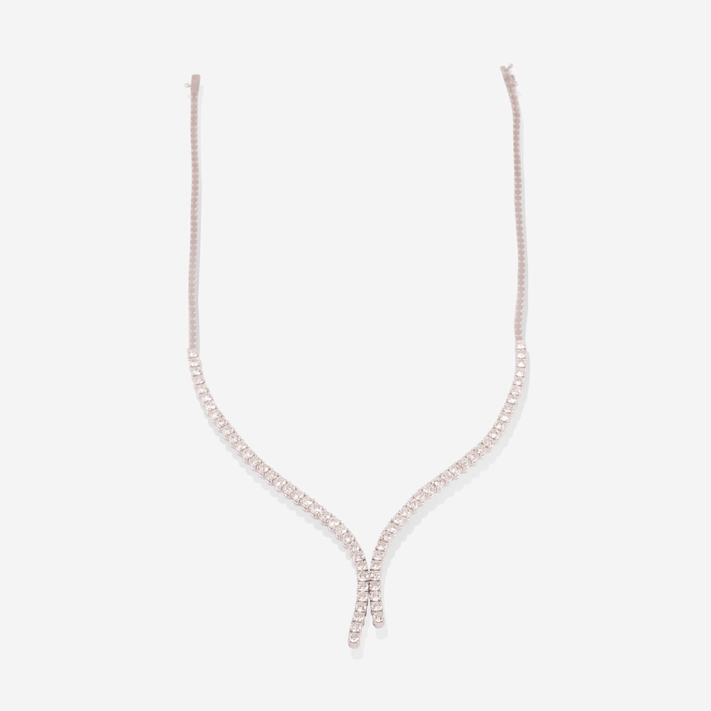 White Gold 2 Lines Diamonds Necklace - Ref: RG03018