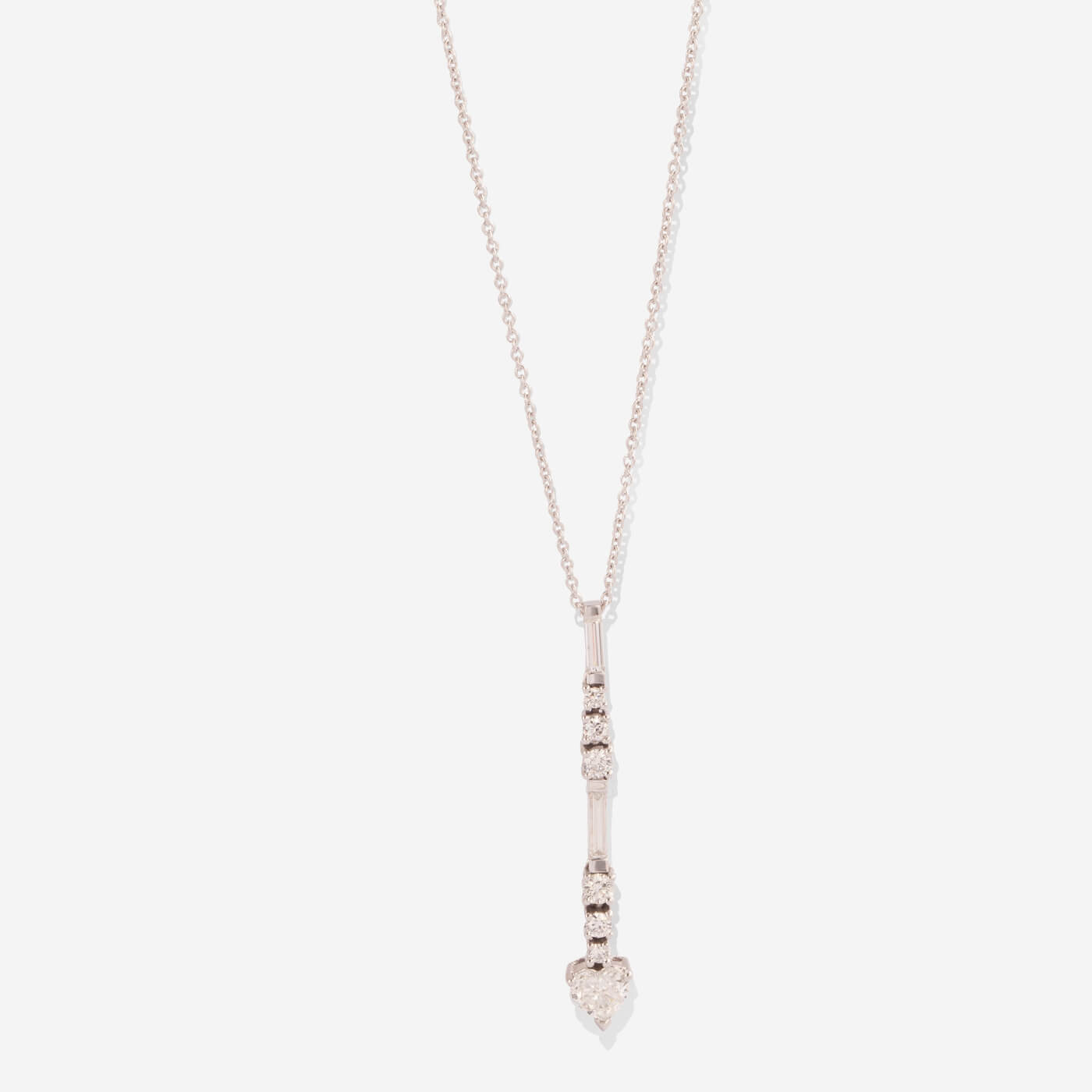 White Gold Dangling Heart Diamond Necklace - Ref: RG03115