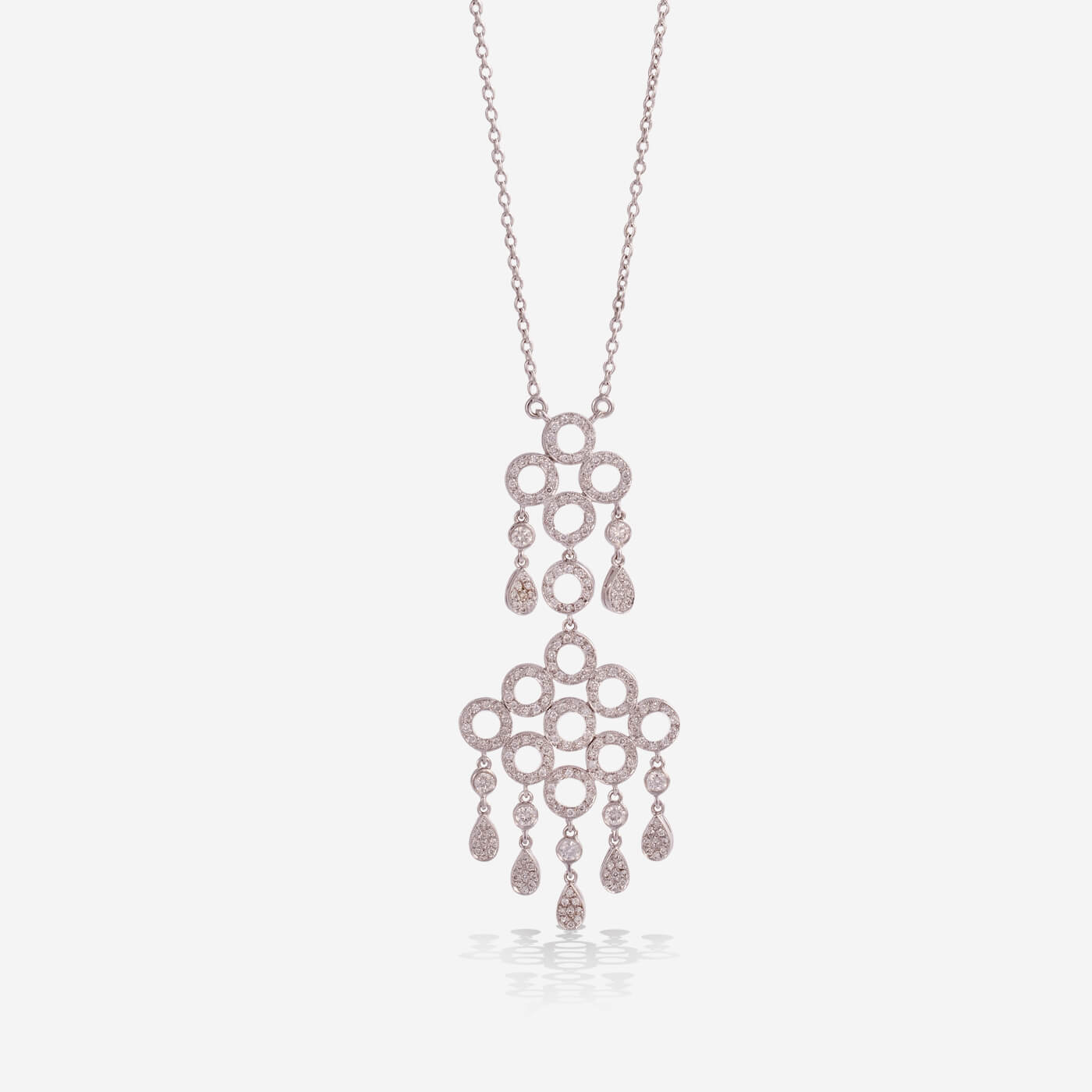 White Gold Chandelier With Diamonds Necklace - Ref: RG01535