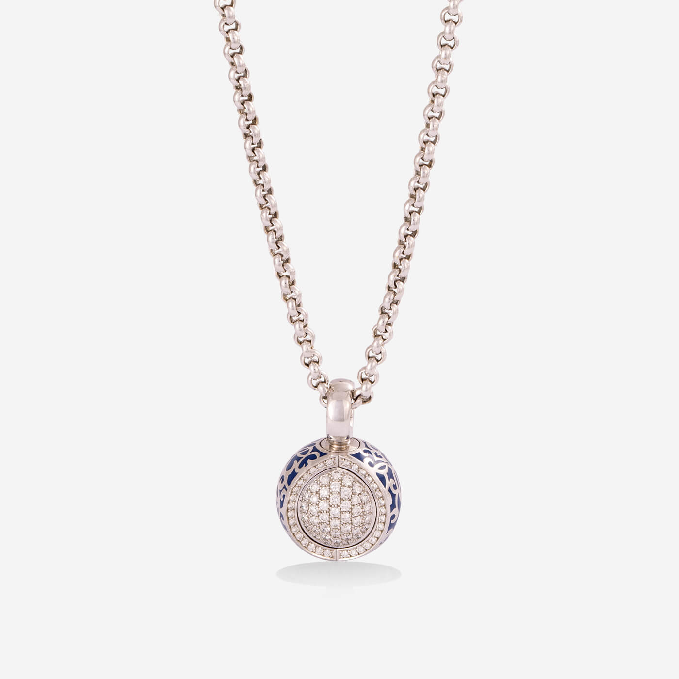Multi Functional White Gold With 3 Faced Diamonds Necklace - Ref: RG04053