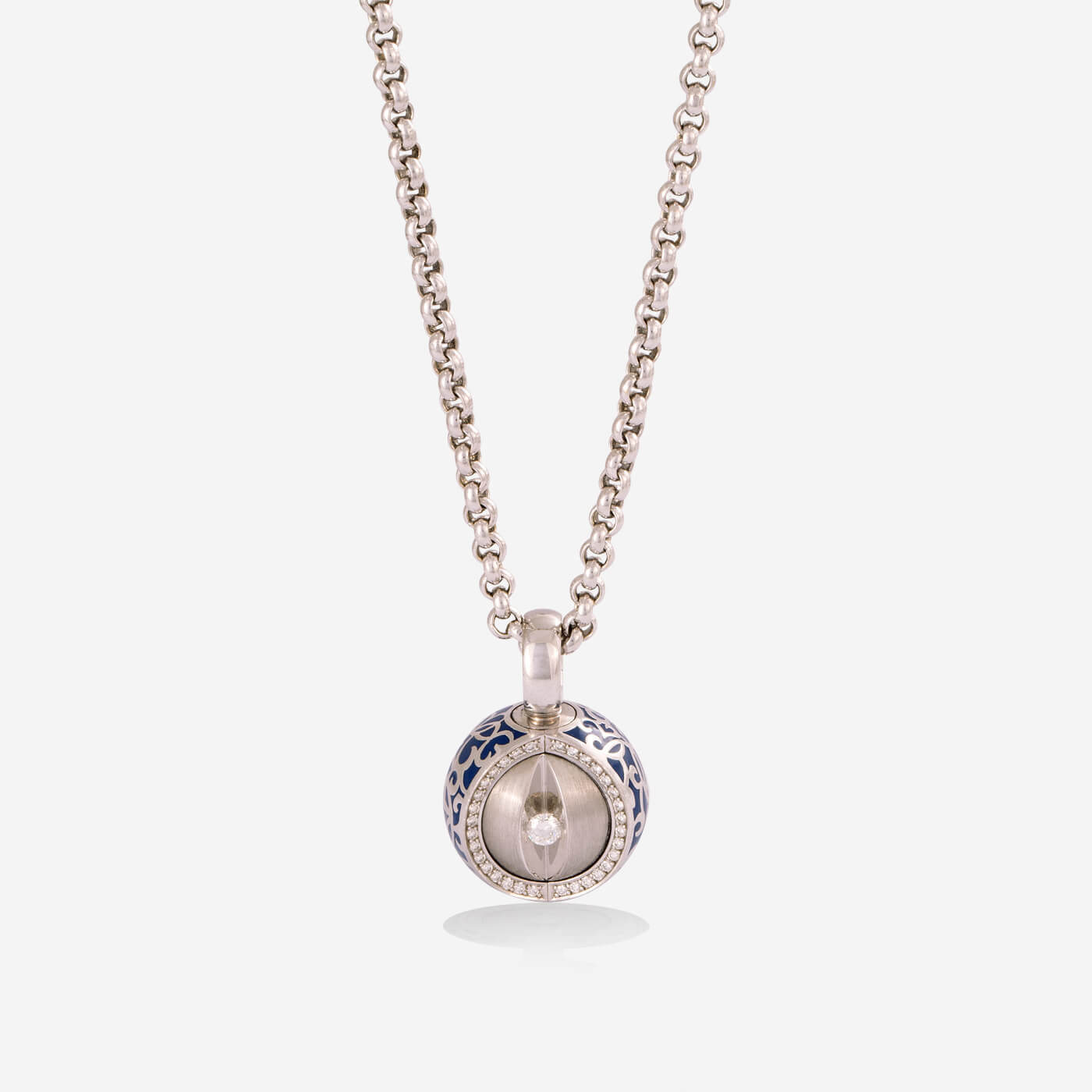 Multi Functional White Gold With 3 Faced Diamonds Necklace - Ref: RG04053