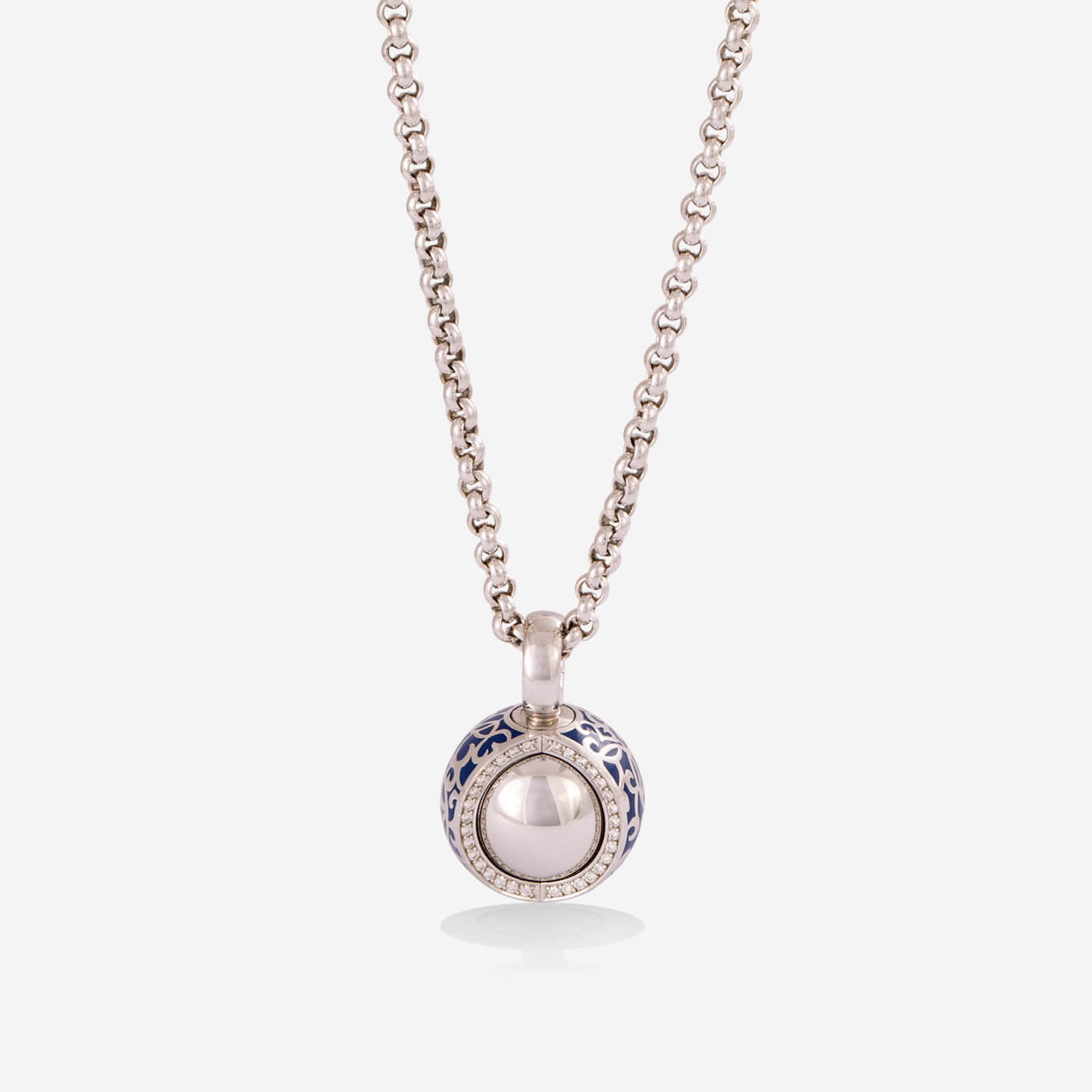 Multi Functional White Gold With 3 Faced Diamonds Necklace - Ref: RG04053
