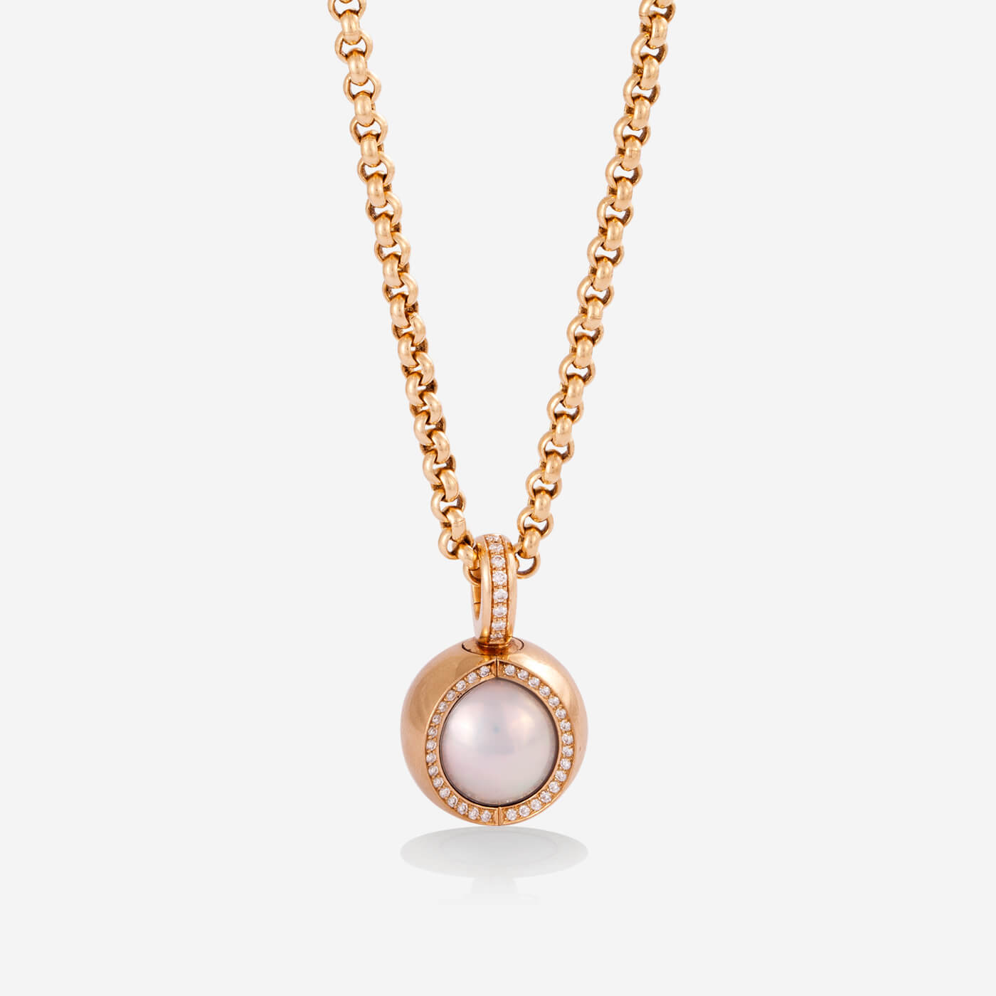 Multi Functional Yellow Gold With 3 Faced Diamonds Necklace - Ref: RG04052