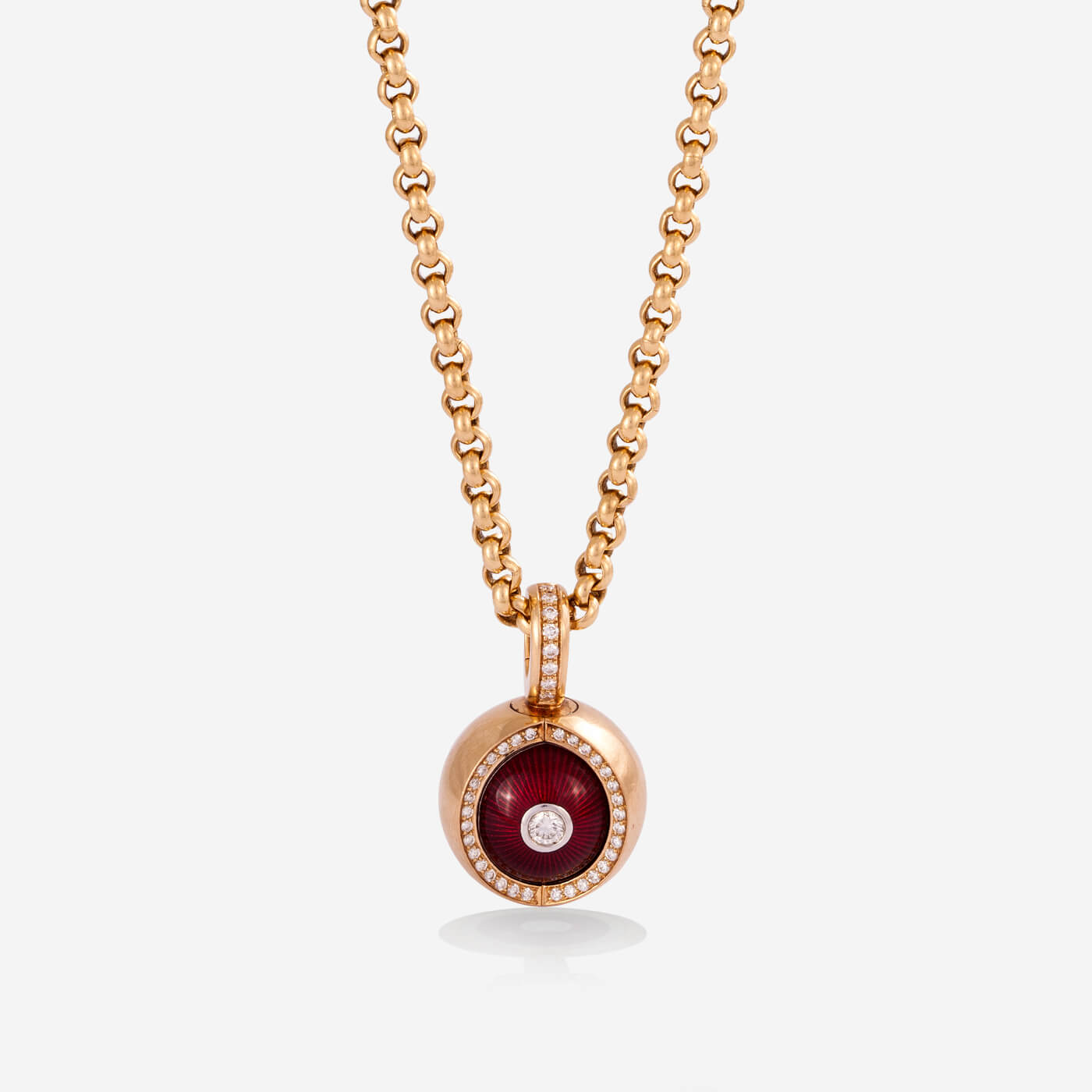 Multi Functional Yellow Gold With 3 Faced Diamonds Necklace - Ref: RG04052