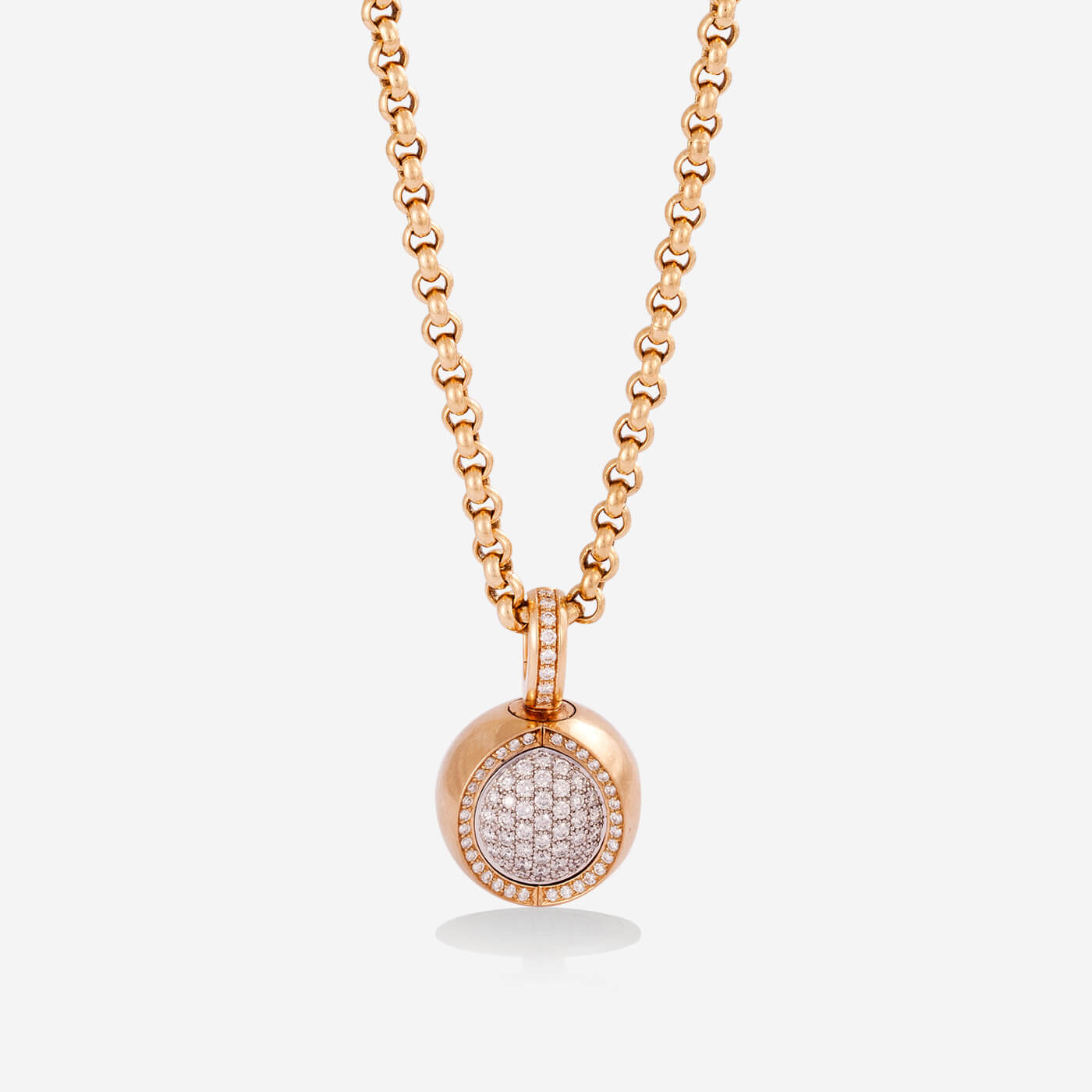 Multi Functional Yellow Gold With 3 Faced Diamonds Necklace - Ref: RG04052