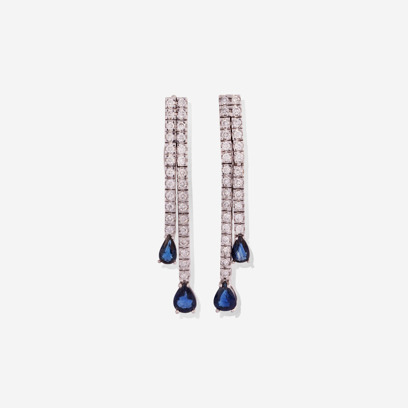 White Gold Dangling Sapphires With Diamonds Earrings - Ref: KK00047