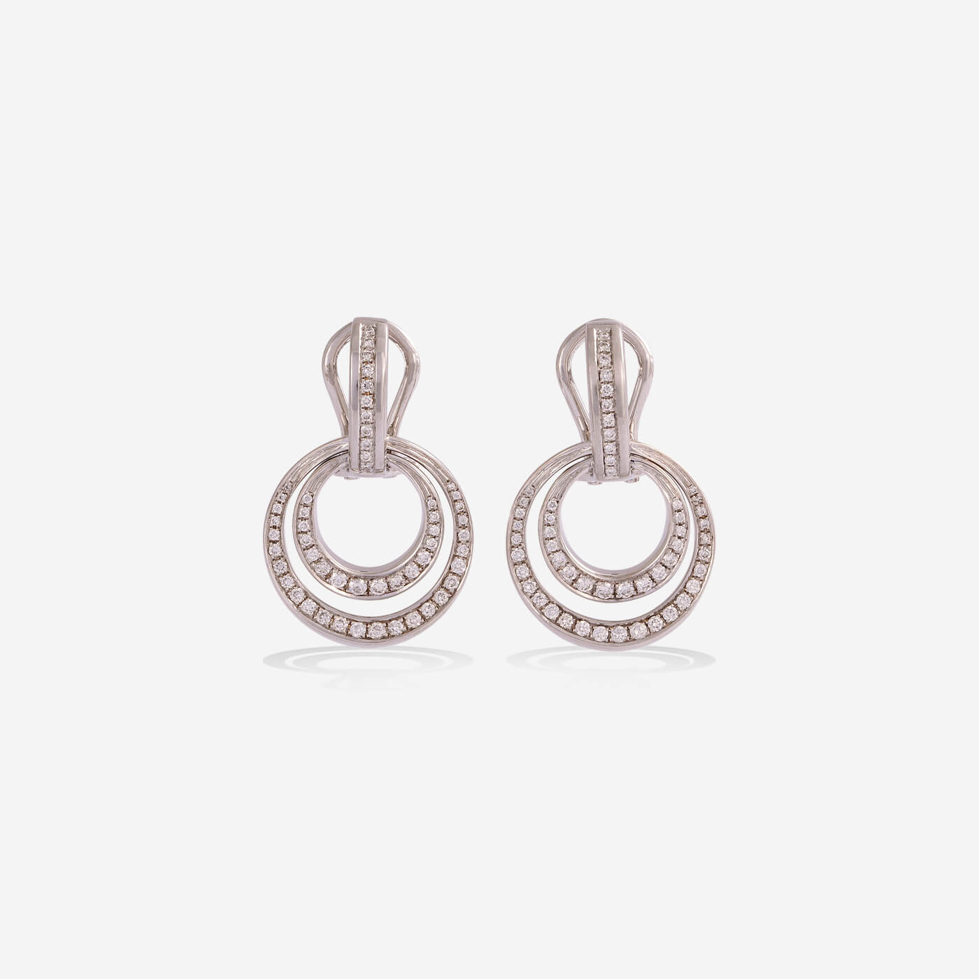White Gold With Diamonds Circles Earrings - Ref: KK00020