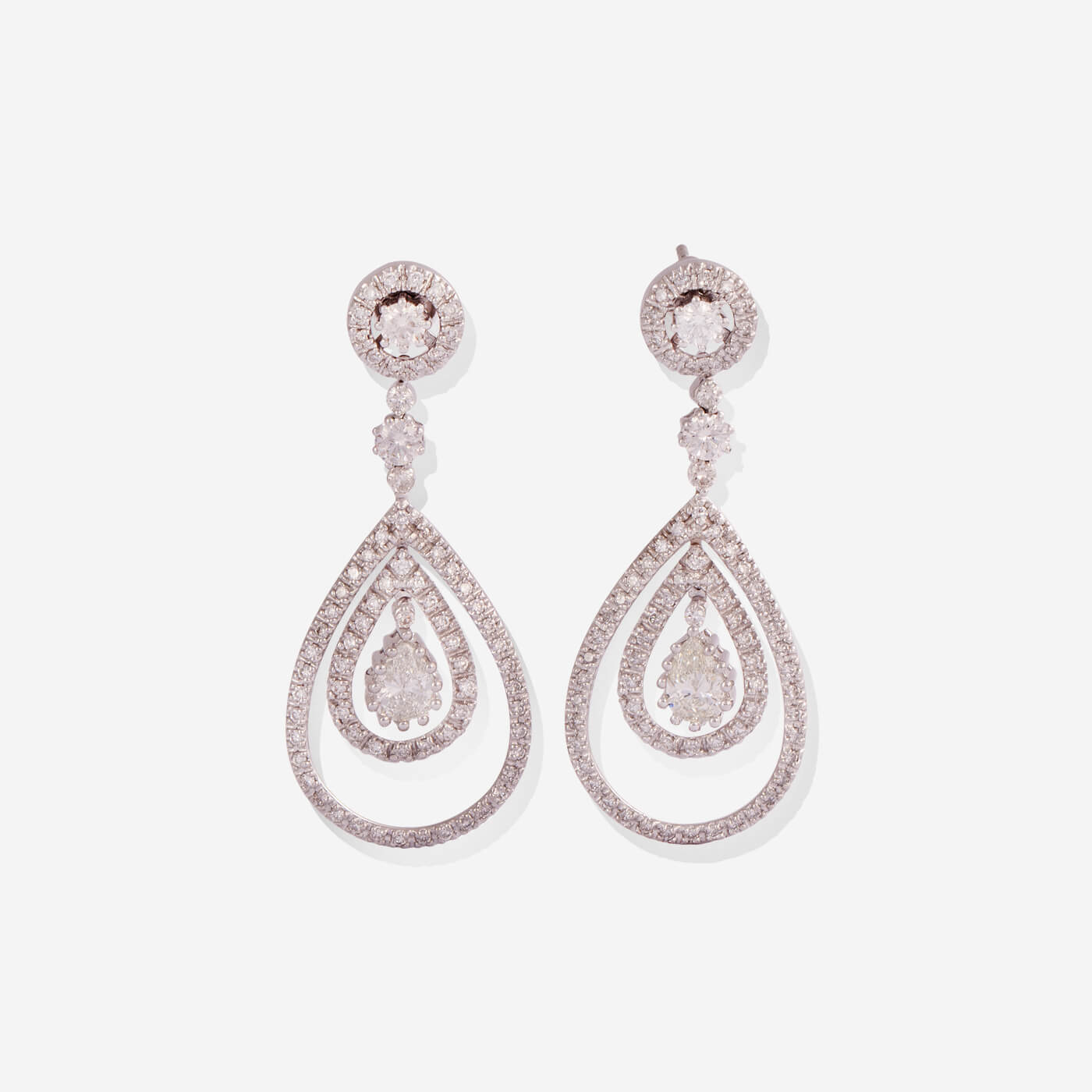 White Gold Drops With Diamonds Earrings - Ref: RK00753