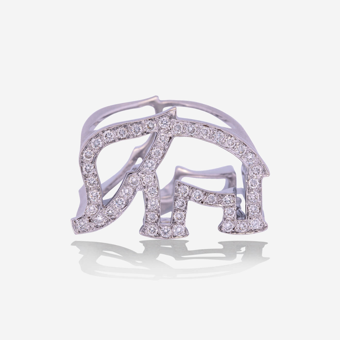 White Gold Elephant Diamonds Ring - Ref: RY03405