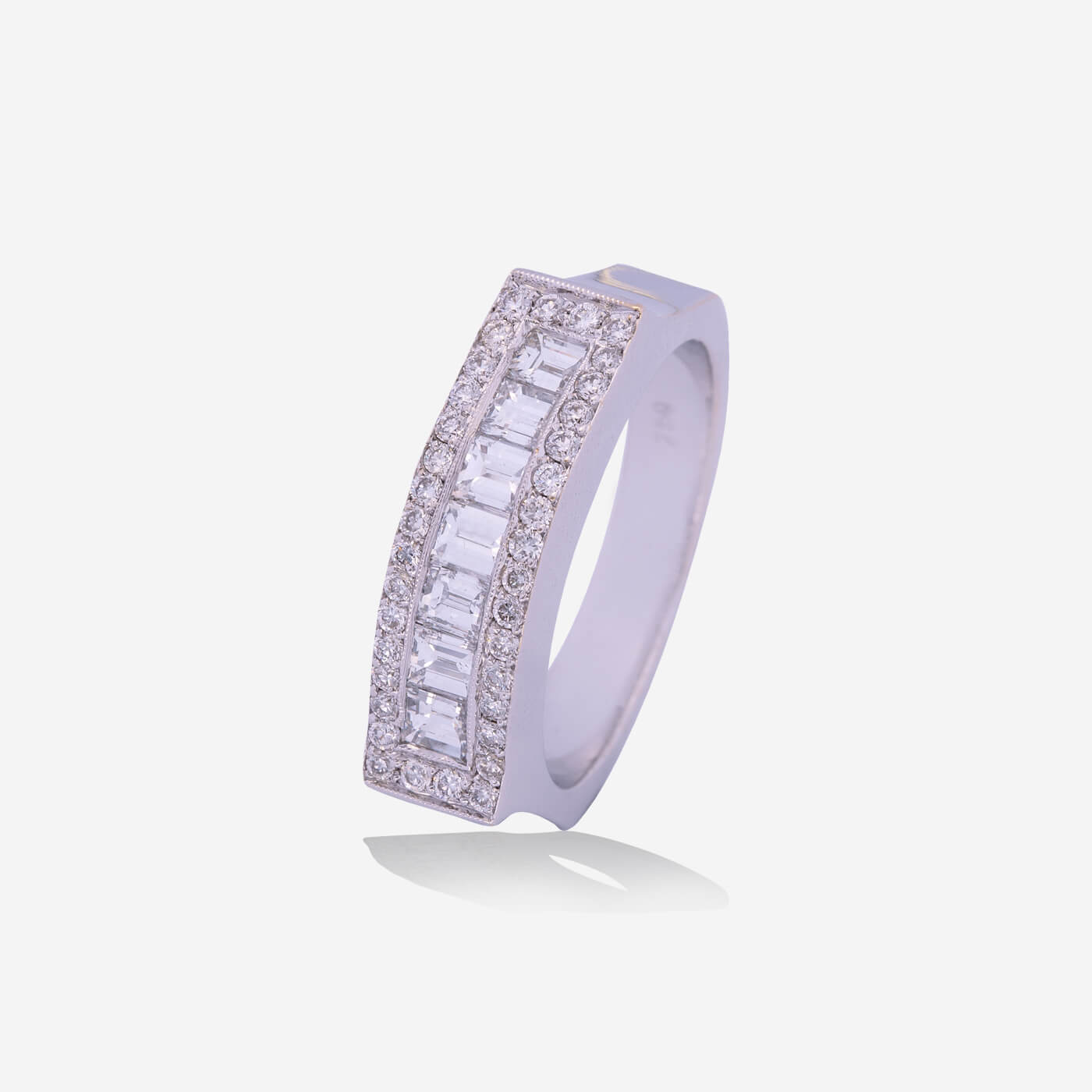 White Gold Squared With Diamonds Ring - Ref: RY04659
