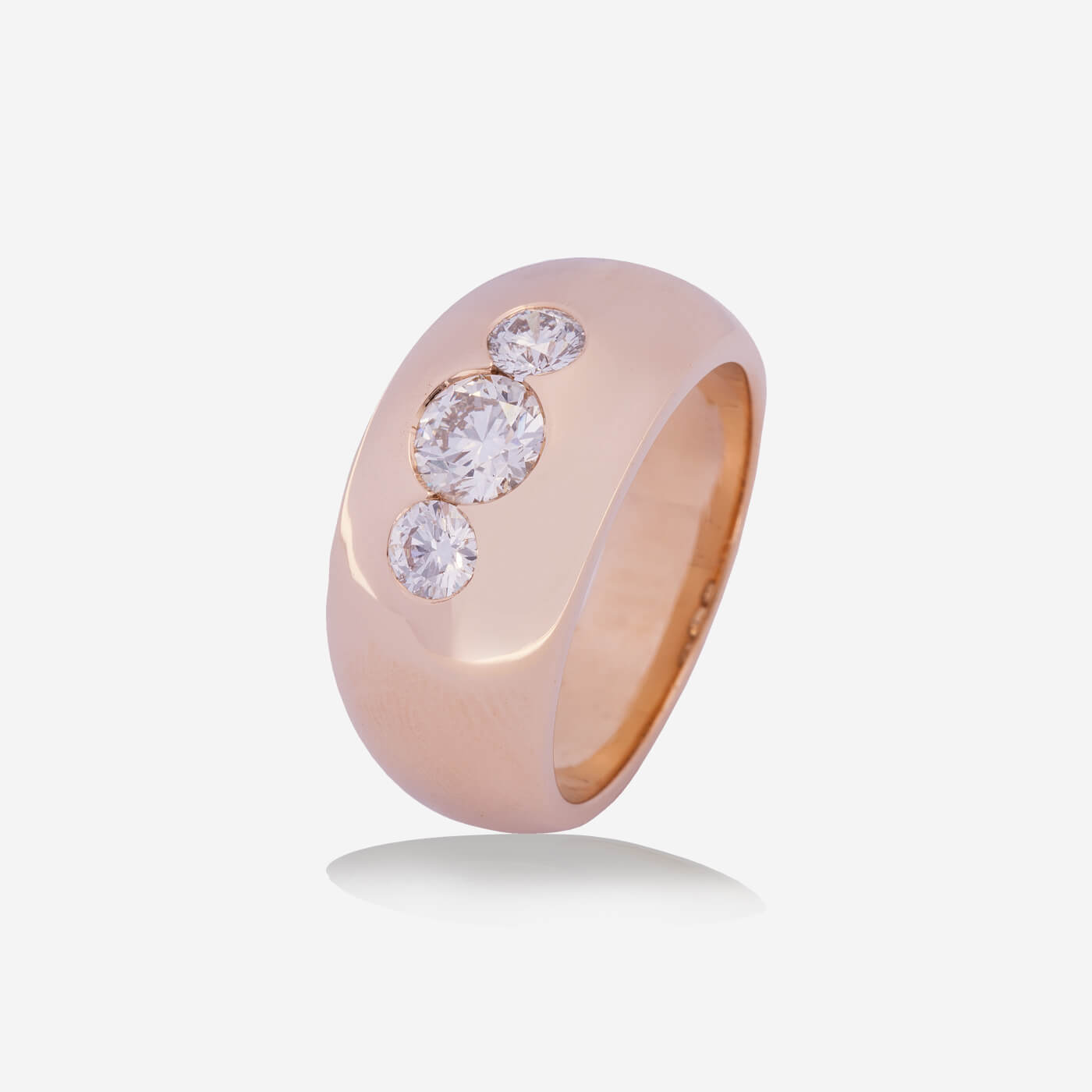 Yellow Gold 3 Rounds Diamonds Ring - Ref: RY06123
