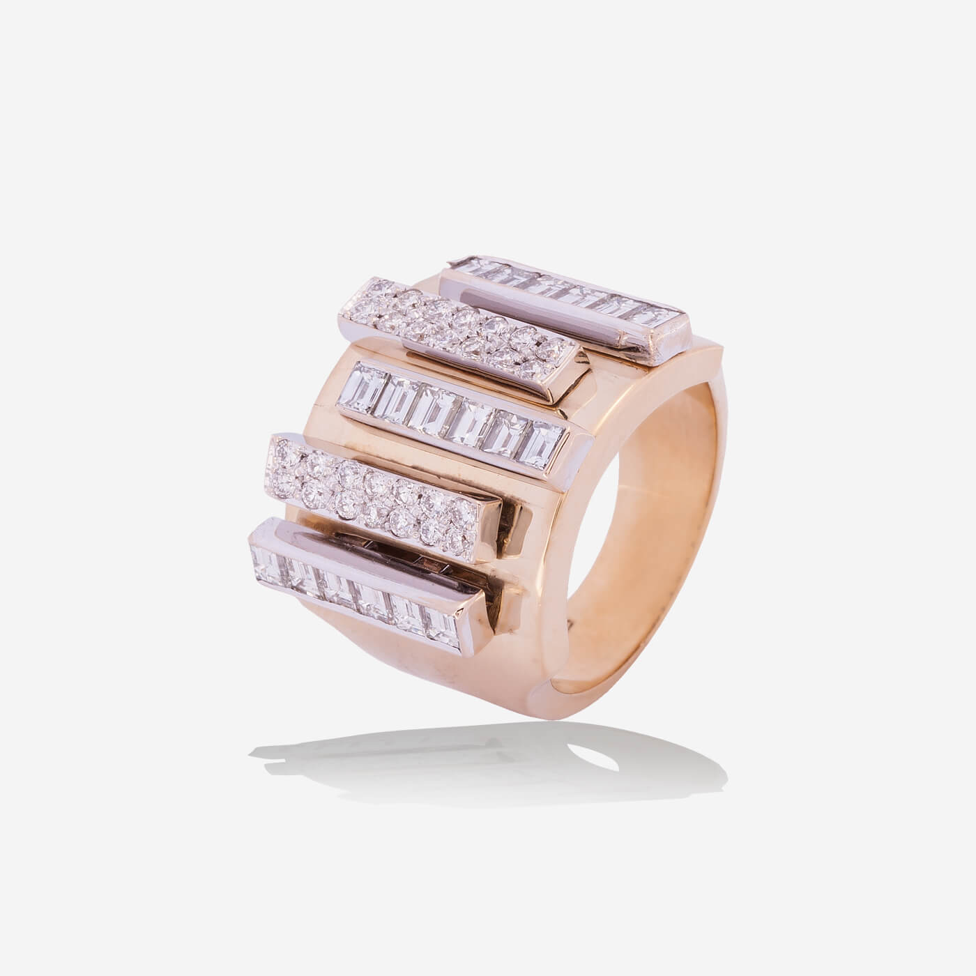 Multifunctional Yellow & White Gold Ring With Diamonds - Ref: RY04775